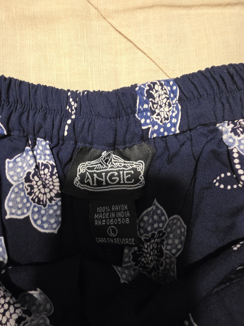 Angie Navy Blue Floral Rayon Skorts